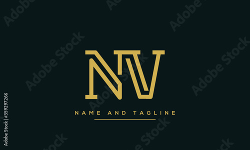 NV ,VN ,N ,V Letter Logo Design with Creative Modern Trendy Typography