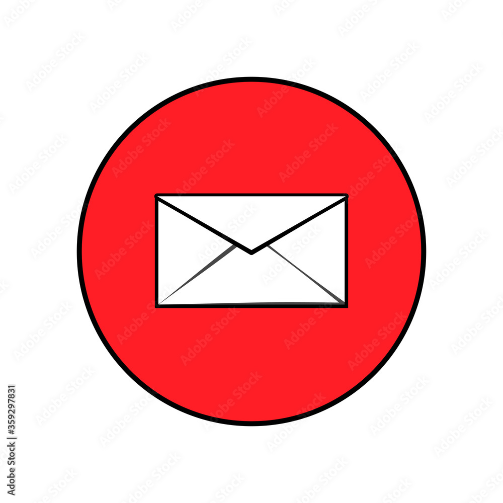 Closed envelope mail icon red button unread email symbol vector communication illustration Closed envelope mail icon red button unread email symbol vector communication illustration