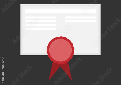 Icono de un diploma con sello rojo.