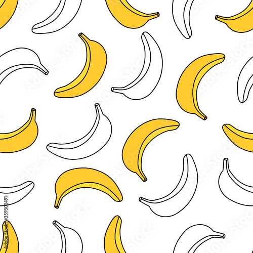 Seamless banana pattern design in vector. Banana background. Tropical fruit pattern.