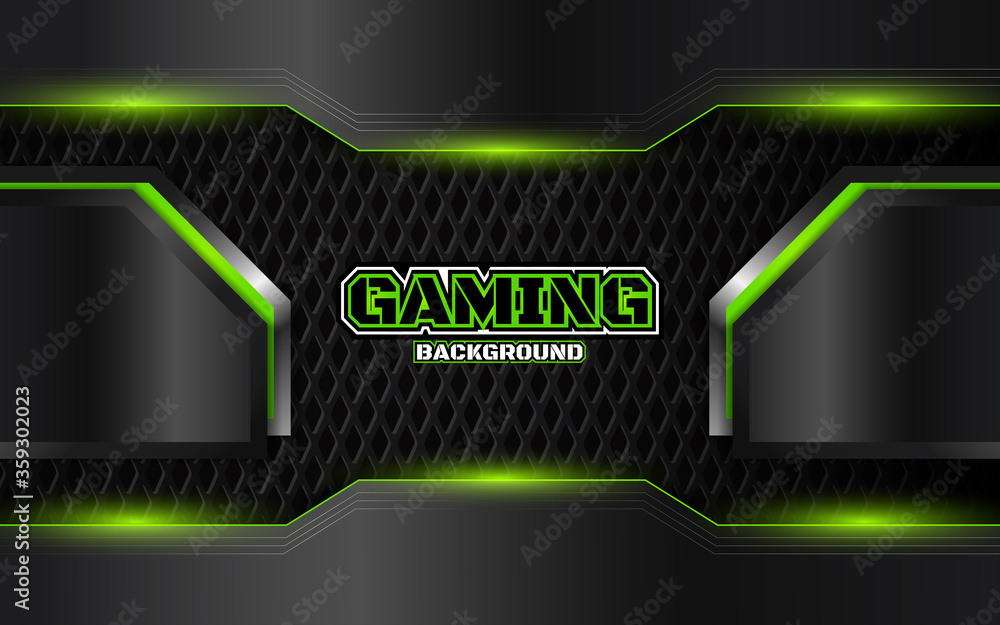 Abstract futuristic black and green gaming background with modern esport  shapes. Vector design template technology concept can use element game  banner, sport poster, cyber wallpaper, web, advertising Stock Vector |  Adobe Stock