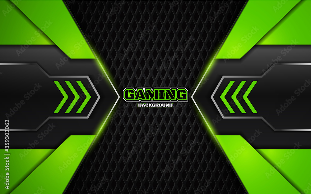 Abstract futuristic black and green gaming background with modern ...