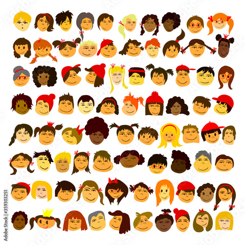 Set of a lot of the child's face