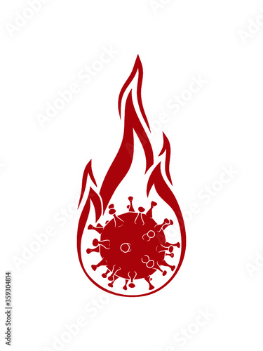 Virus Erkältung Feuer brennen heiß Flamme Fackel Corona Covid schnupfen Grippe 