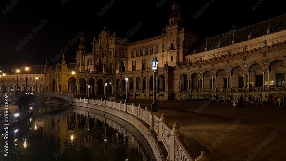 Seville´s main square at night