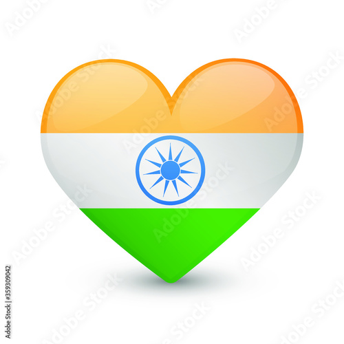 India Flag Heart Love Emoji Icon Object Symbol Gradient Vector Art Design Cartoon Isolated 