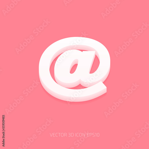 vector white 3d at-sign icon