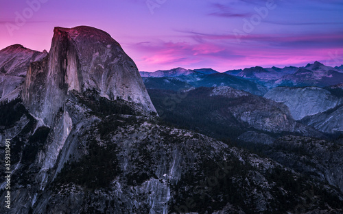 Twilight on Half Dome, Yosemite National Park, California photo