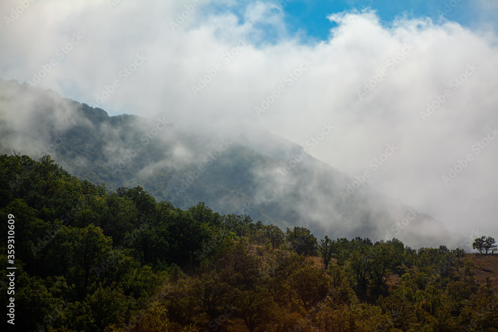 dense fog over the mountain