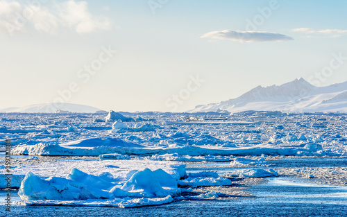 Huge ice pieces float in Antarctica