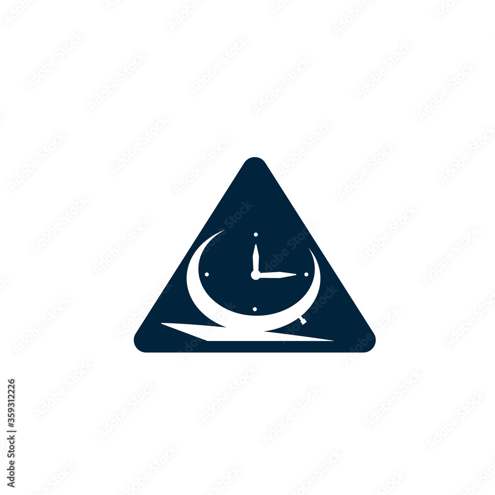 Triangle Table alarm clock vector design.Time clock logo design template. Triangle Table alarm clock vector design.Time clock logo design template.
