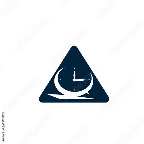 Triangle Table alarm clock vector design.Time clock logo design template. 