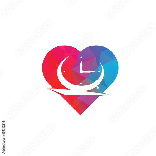 Love table alarm clock logo design template. time 24th hours smart logo concept.	