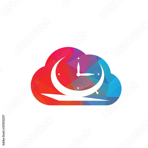 Cloud time clock logo design template. Table alarm clock vector design.