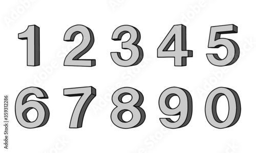 数字　石　立体