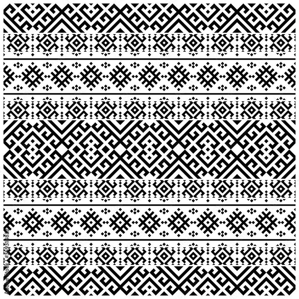 Seamless Ethnic Pattern Illustration vector with tribal design in black and white color