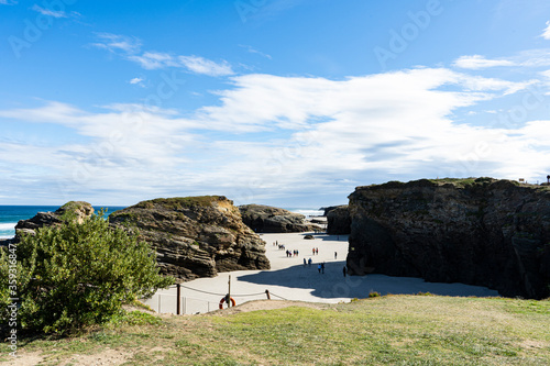 La playa de As Catedrais es el nombre turístico de Praia de Augas Santas, ubicada en el municipio de Ribadeo, parroquia de A Devesa, en la costa del mar Cantábrico de la provincia photo