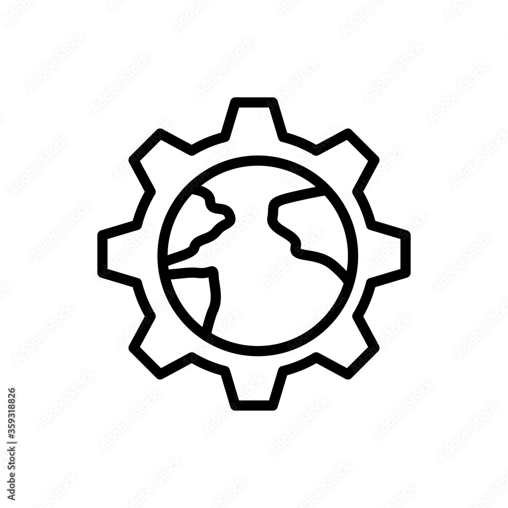 Earth, gear icon. Simple line, outline vector elements of mother earth day icons for ui and ux, website or mobile application Earth, gear icon. Simple line, outline vector elements of mother earth day icons for ui and ux, website or mobile application