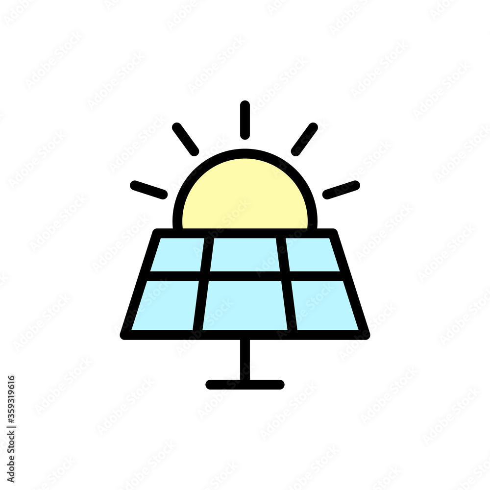 Sun, solar battery icon. Simple color with outline vector elements of mother earth day icons for ui and ux, website or mobile application Sun, solar battery icon. Simple color with outline vector elements of mother earth day icons for ui and ux, website or mobile application