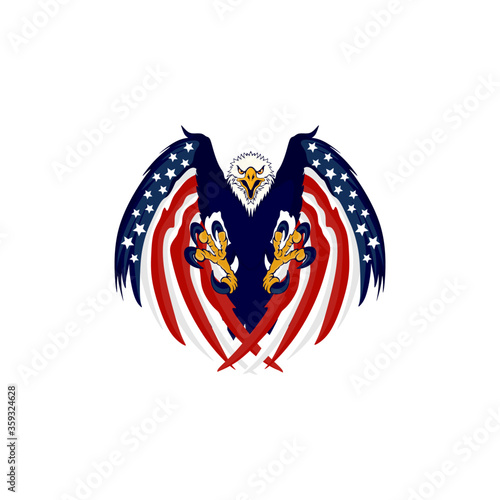 Flying eagle with usa flag in the wings
