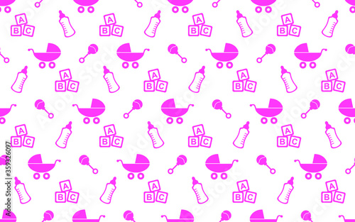 Baby items seamless repeat pattern background
