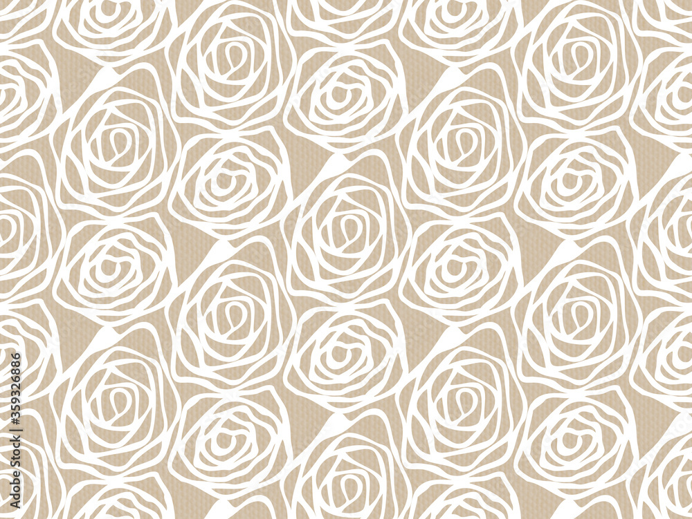 Hand drawn swirl rose flower on canvas pattern seamless repeat background Hand drawn swirl rose flower on canvas pattern seamless repeat background