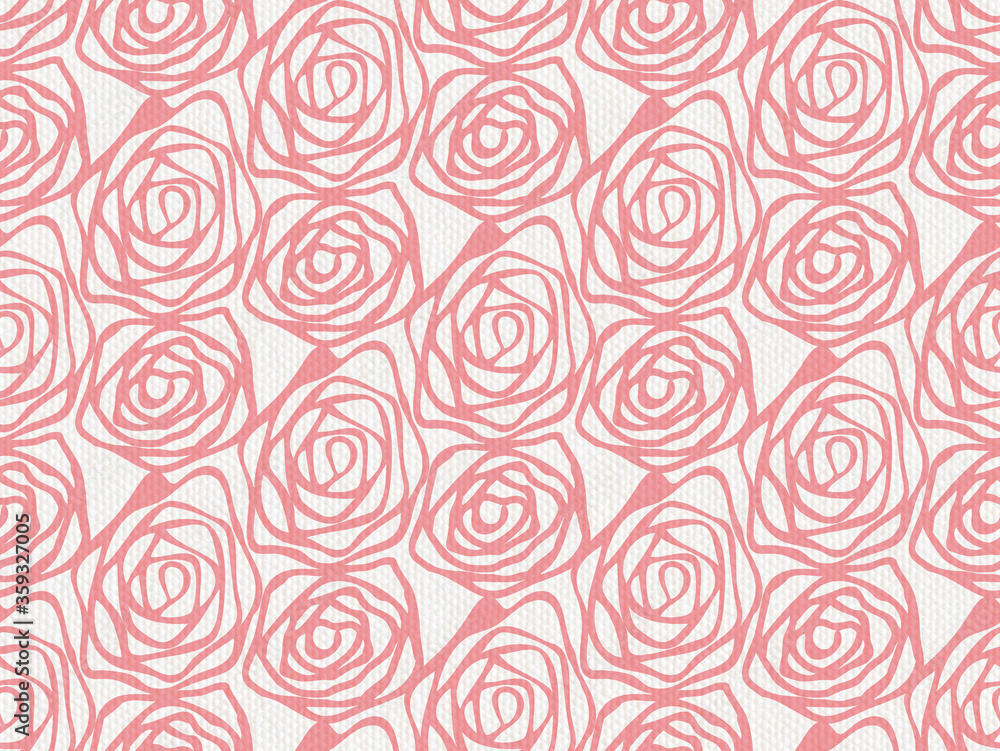 Hand drawn swirl rose flower on canvas pattern seamless repeat background Hand drawn swirl rose flower on canvas pattern seamless repeat background