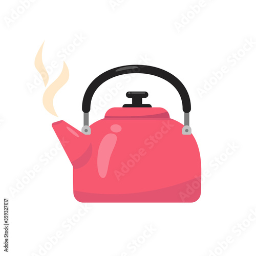 Red kettle vector illustration in flat design isolated on white background 