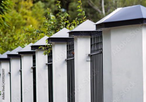 black-fenced white fence, architecture