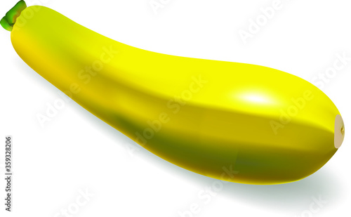 Yellow zucchini squash isolated on white background
