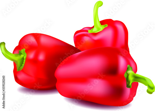 Three ripe pepper isolated on white background