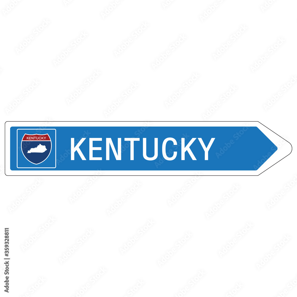 Roadway sign Welcome to Signage on the highway in american style Providing kentucky