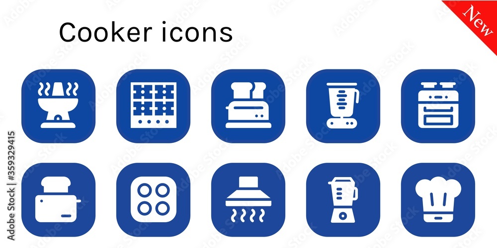 Modern Simple Set of cooker Vector filled Icons