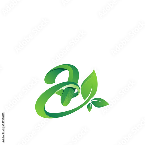 Letter a leaf logo design template