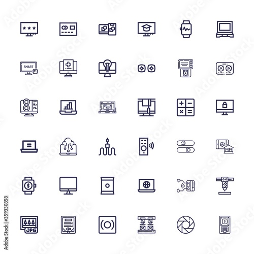 Editable 36 electronic icons for web and mobile