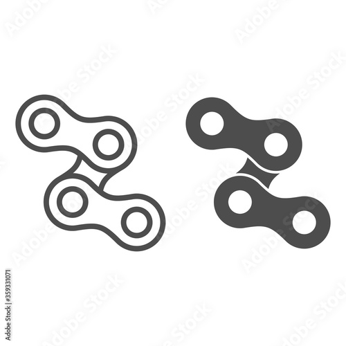 Bicycle chain line and solid icon, bicycle concept, chains sign on white background, bike chains icon in outline style for mobile concept and web design. Vector graphics.