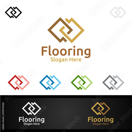 Flooring Logo for Parquet Wooden or Vinyl Hardwood Granite Title Design