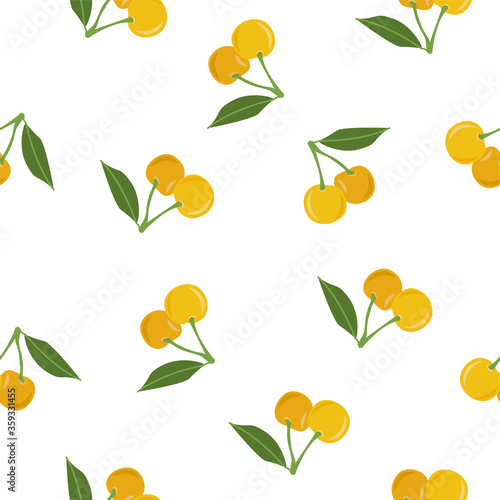 Yellow Cherry. Seamless Vector Patterns