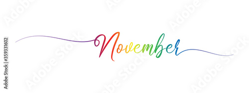 november letter calligraphy banner colorful gradient