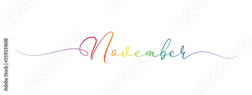 november letter calligraphy banner colorful gradient