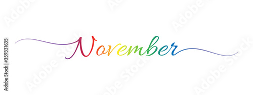 november letter calligraphy banner colorful gradient