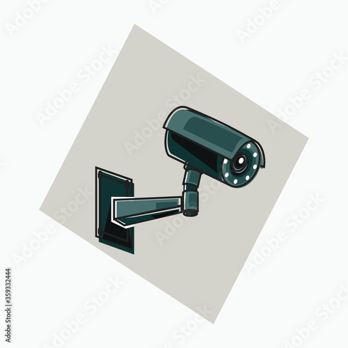 green CCTV icon - colored icon, symbol, cartoon logo for security system