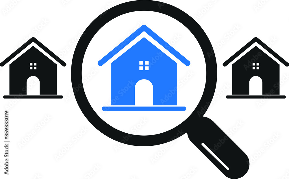 Looking for home icon. Search home symbol. Flat design. Stock - Vector illustration Looking for home icon. Search home symbol. Flat design. Stock - Vector illustration