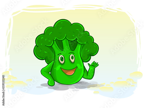 cute broccoli cartoon  broccoli mascot cartoon vector illustration.