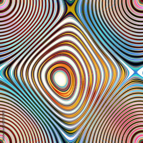 op art multi-color concentric rounded shapes seamless tile in square format