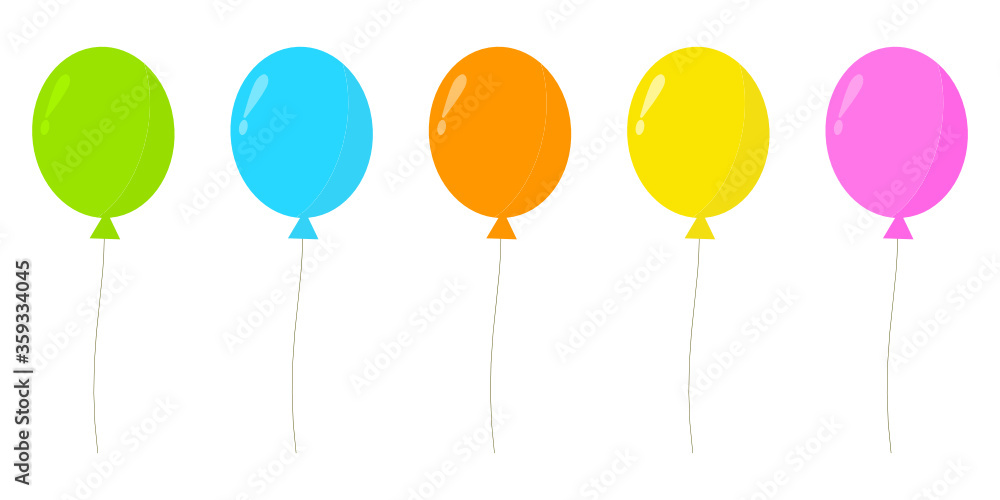 Colorful balloon collection on white background.