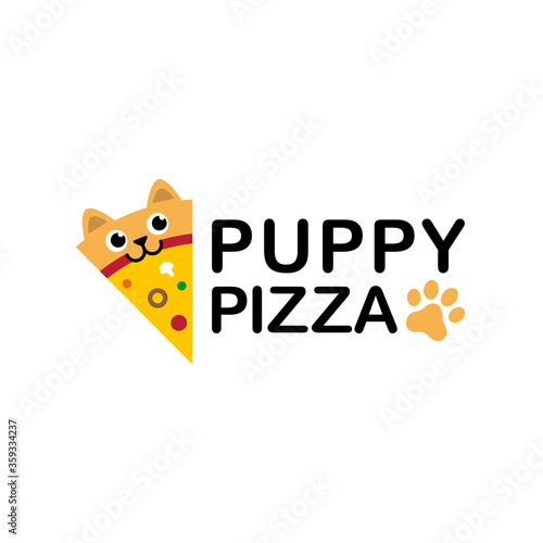 Italian Fast Food Restaurant Puppy Pet Pizza Logo