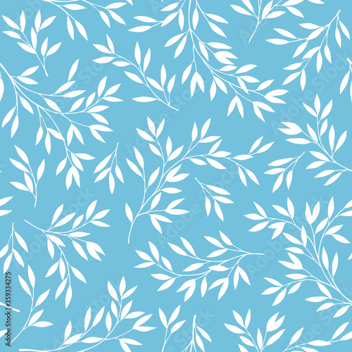 Seamless pattern of a leaf designed simply, I drew a leaf in a silhouette, 