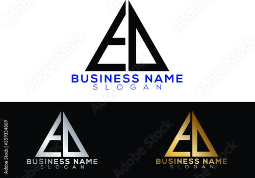 ED initial letters linked triangle shape logo