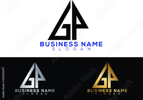 GP initial letters linked triangle shape logo
